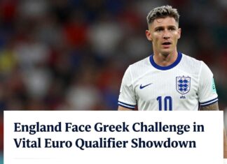 England Face Greek Challenge in Vital Euro Qualifier Showdown